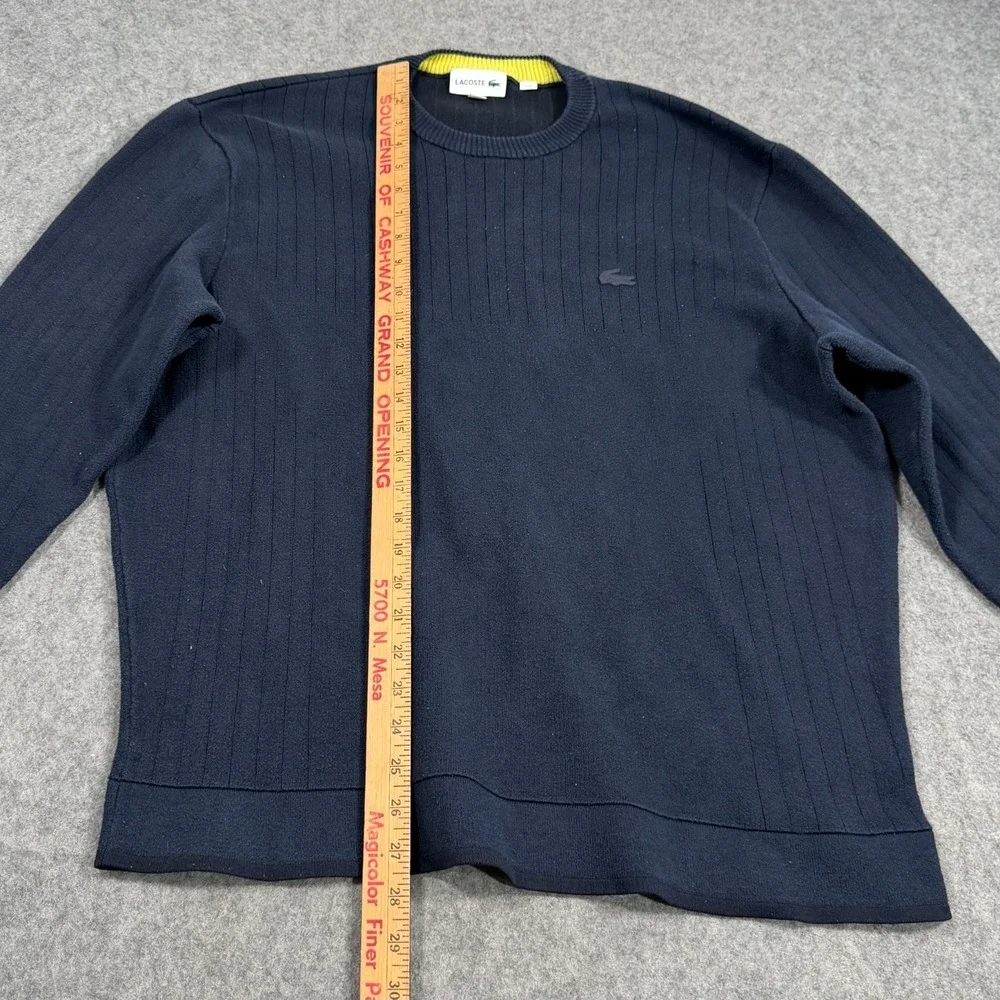 Lacoste Dark Navy Blue Ribbed Knit Crew Neck Pullover Sweater Men's Size‎ XL